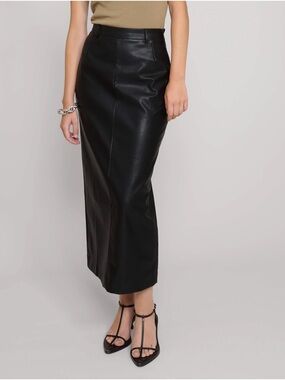 Pixie Market Black Yve maxi leather skirt